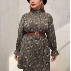Green paisley print dress.